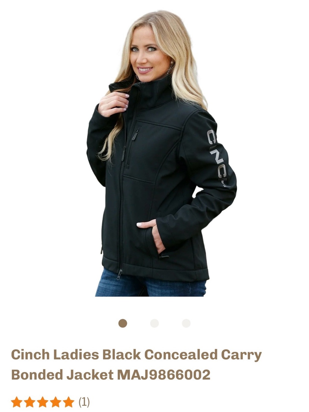 Cinch Ladies Black Concealed Carry Bonded Jacket Utility Performance Pockets - Picture 12 of 12